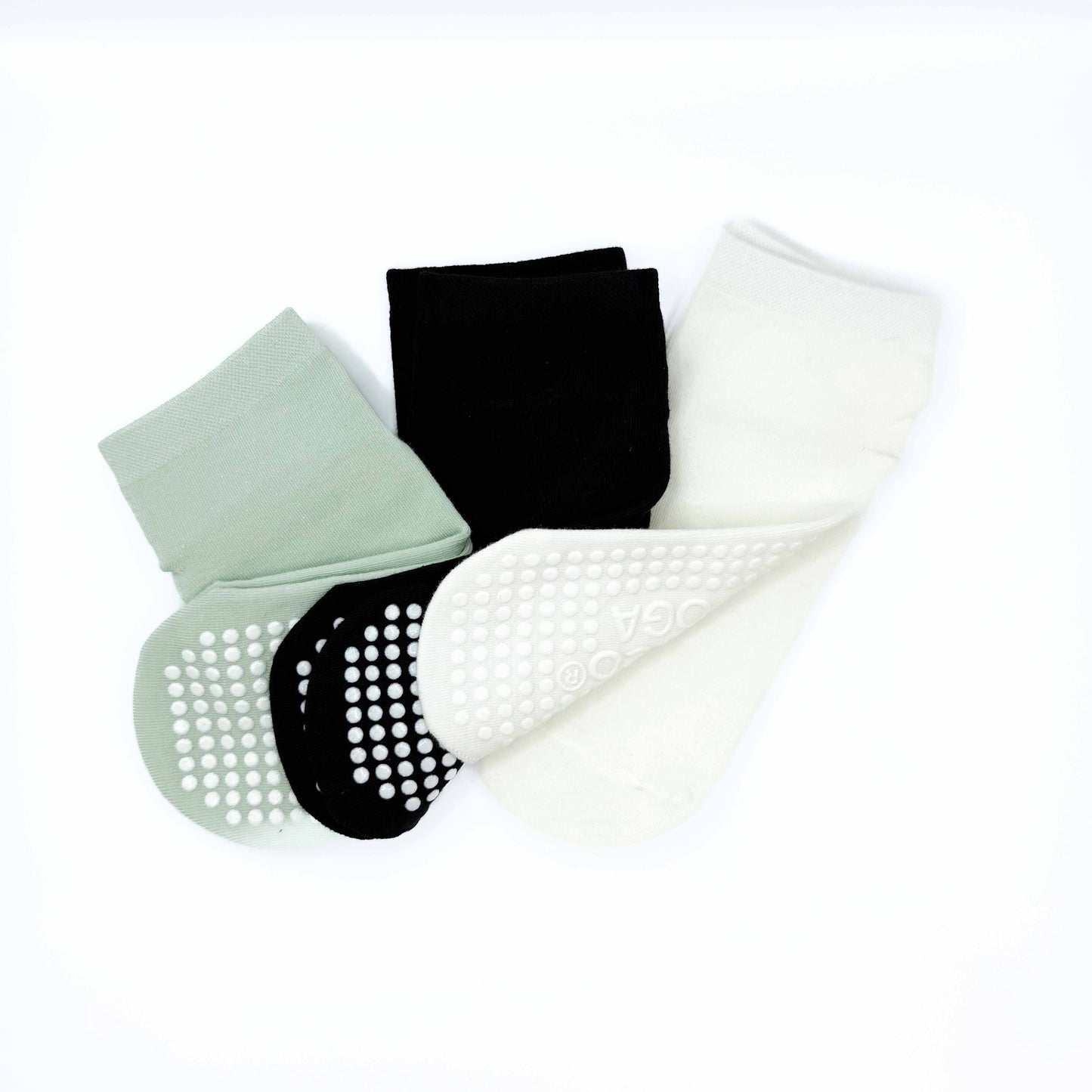 Pack 3 Calcetines antideslizantes tobillo Yoga Pilates ( Negro - Blanco - Verde)