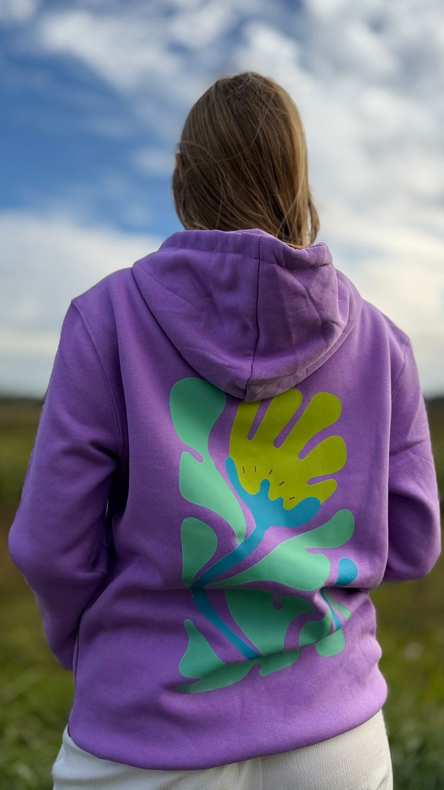 Polerón Hoodie Unisex Canguro lila alegre