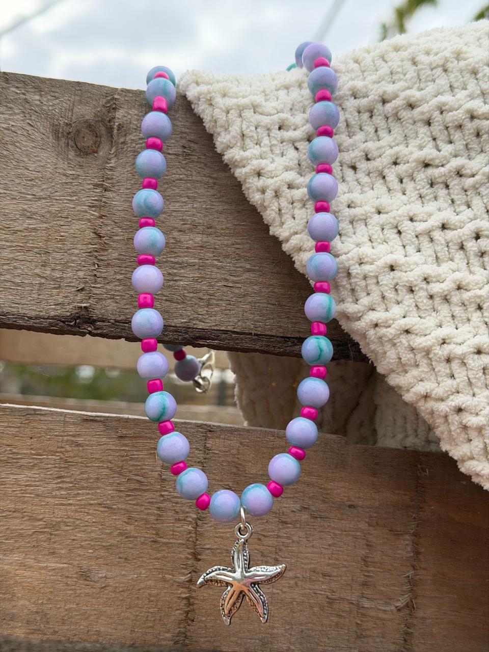 Collar Estrella de Mar Marmoleado lila