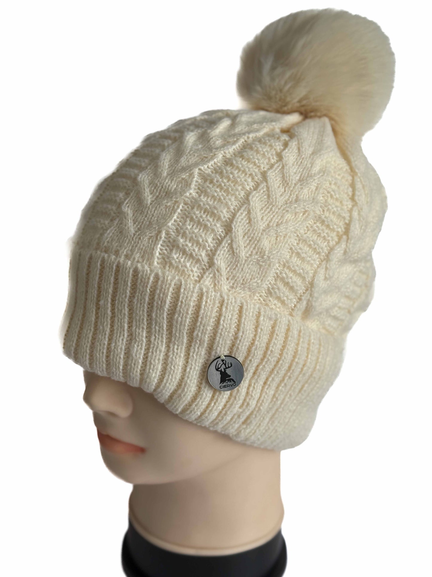Gorro Lana Forrado blanco invierno lineas