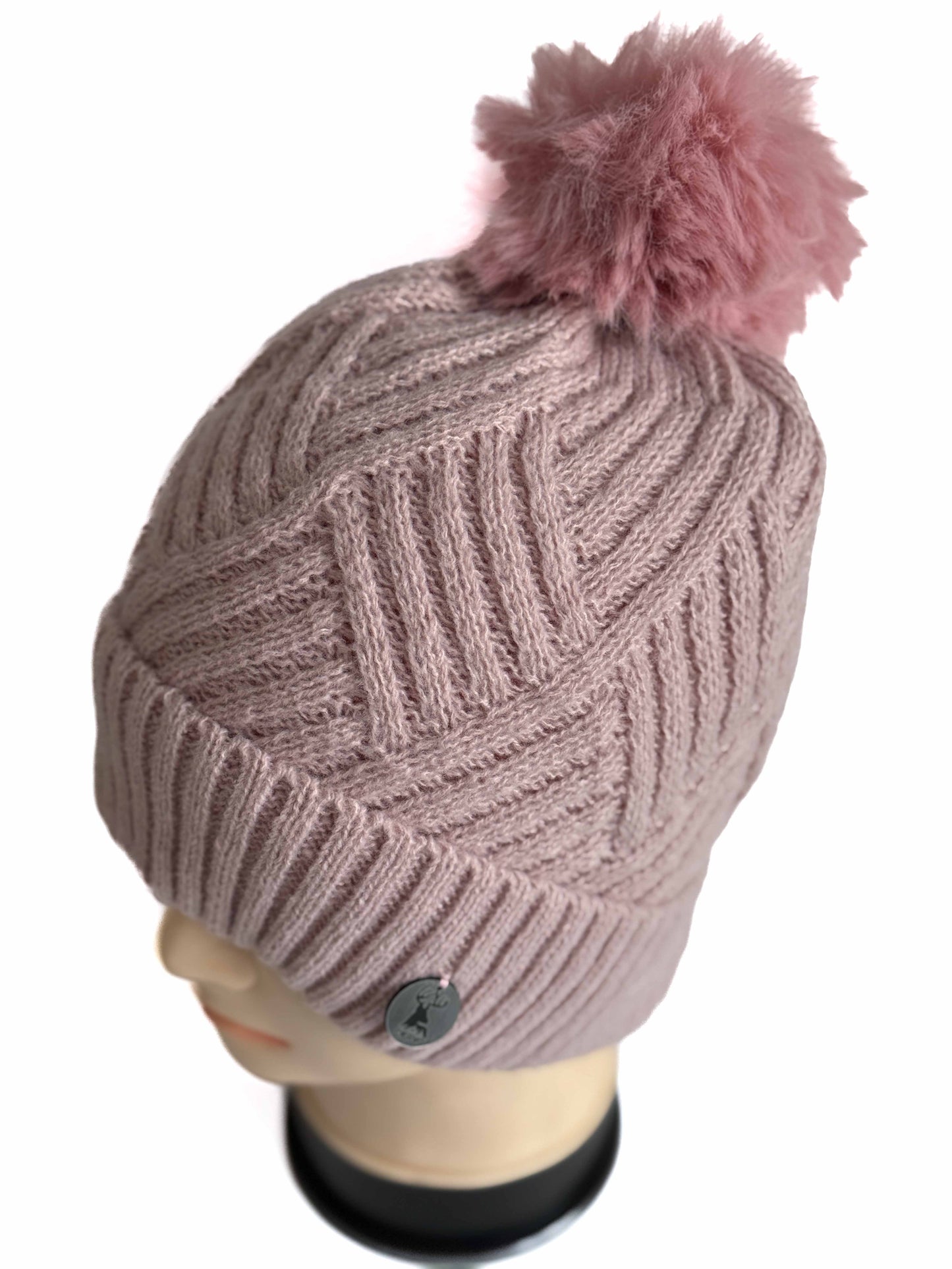 Gorro Lana Forrado Rosa Rombos