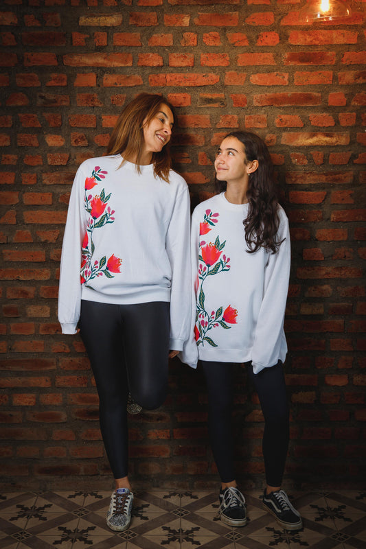 Poleron Hoodie enredadera Blanco