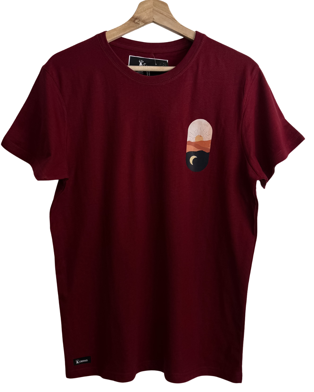 Polera Algodón Unisex atardecer Burdeo