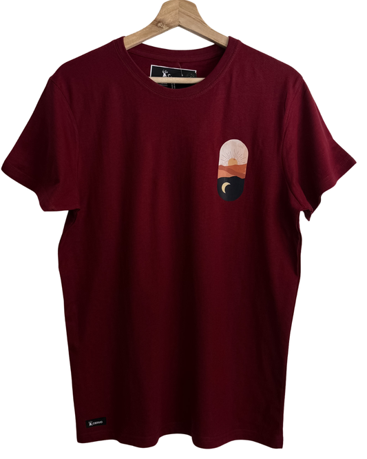 Polera Algodón Unisex atardecer Burdeo