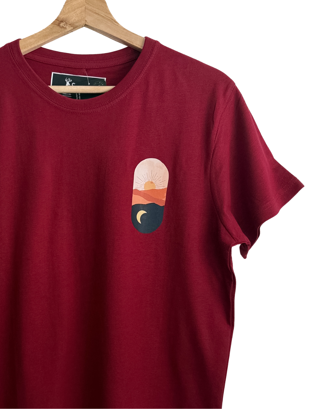 Polera Algodón Unisex atardecer Burdeo