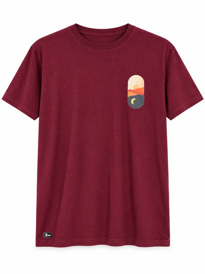 Polera Algodón Unisex atardecer Burdeo