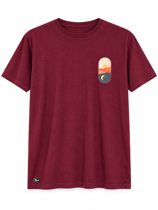 Polera Algodón Unisex atardecer Burdeo