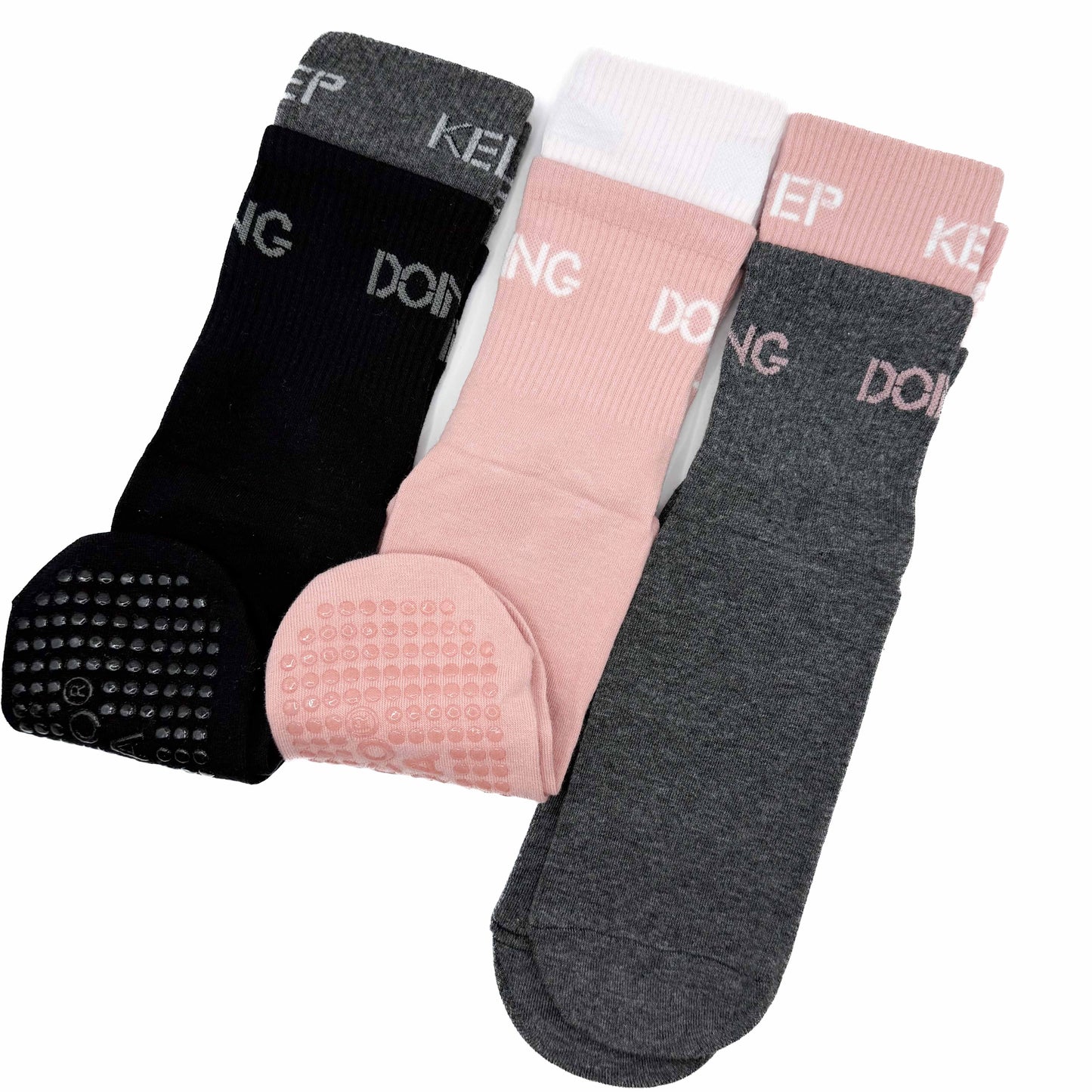 Pack 3 Calcetines antideslizantes Yoga Pilates ( Negro- Rosa - Gris)