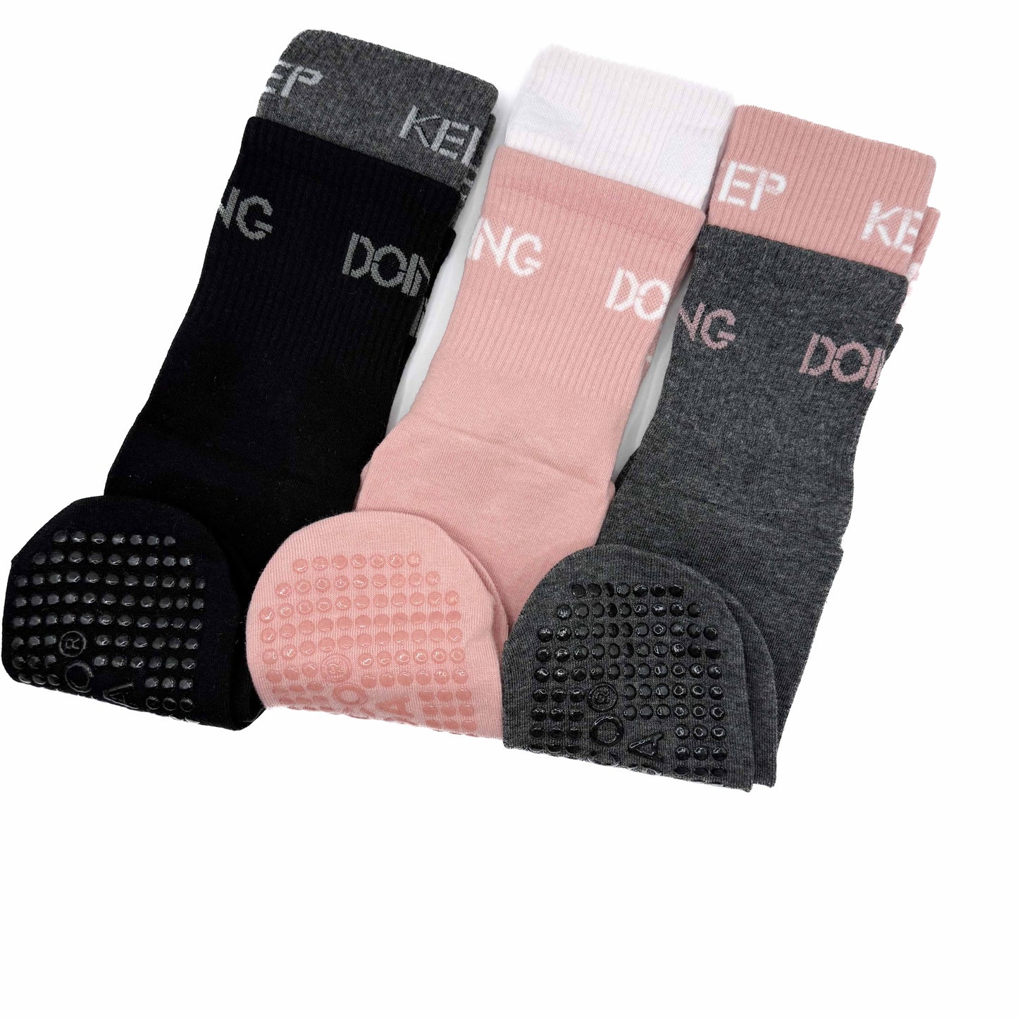 Pack 3 Calcetines antideslizantes Yoga Pilates ( Negro- Rosa - Gris)