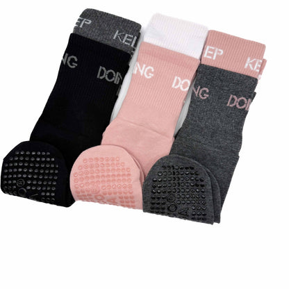 Pack 3 Calcetines antideslizantes Yoga Pilates ( Negro- Rosa - Gris)