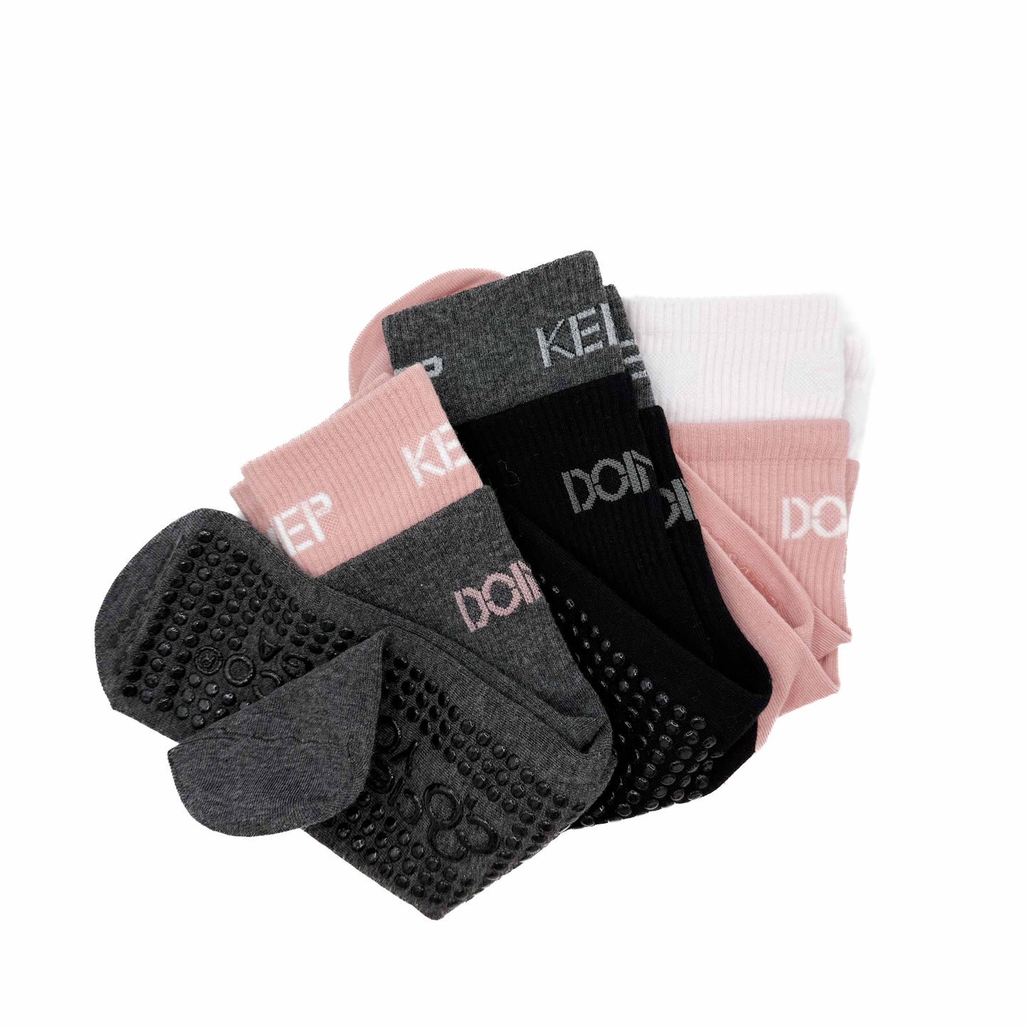 Pack 3 Calcetines antideslizantes Yoga Pilates ( Negro- Rosa - Gris)