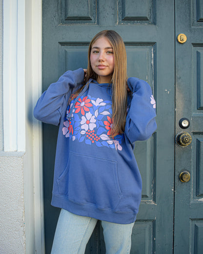 Polerón Hoodie Unisex Canguro floreciendo cielo