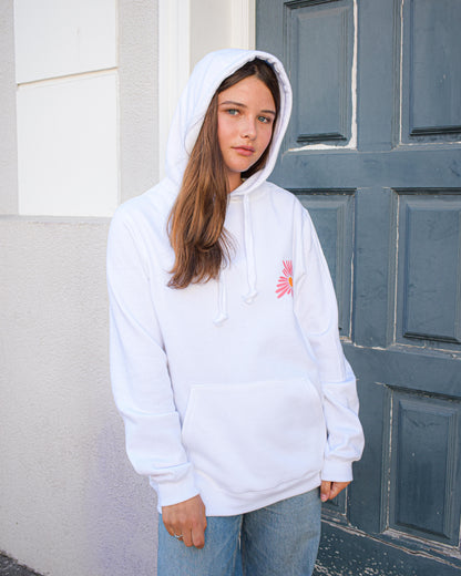 Polerón Hoodie Unisex Canguro Jardín de otoño Blanco