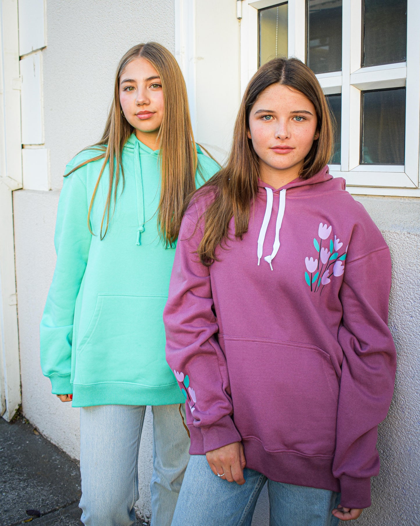 Polerón Hoodie Unisex Canguro Tulipanes Rosa