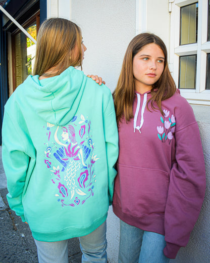 Polerón Hoodie Unisex Canguro Tulipanes Rosa