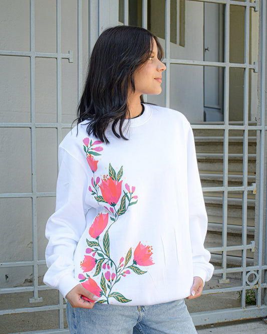 Poleron Hoodie enredadera Blanco