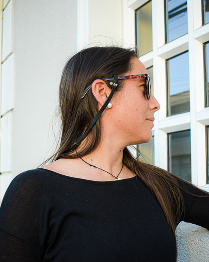 Strap Anteojos Ciervo Cuero Negro