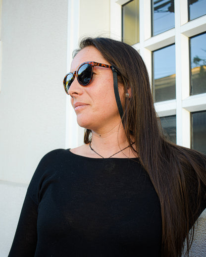 Strap Anteojos Ciervo Cuero Negro