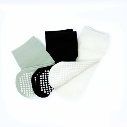 Pack 3 Calcetines antideslizantes tobillo  Yoga Pilates ( Negro - Blanco - Verde)