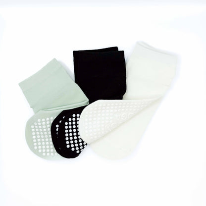 Pack 3 Calcetines antideslizantes tobillo  Yoga Pilates ( Negro - Blanco - Verde)