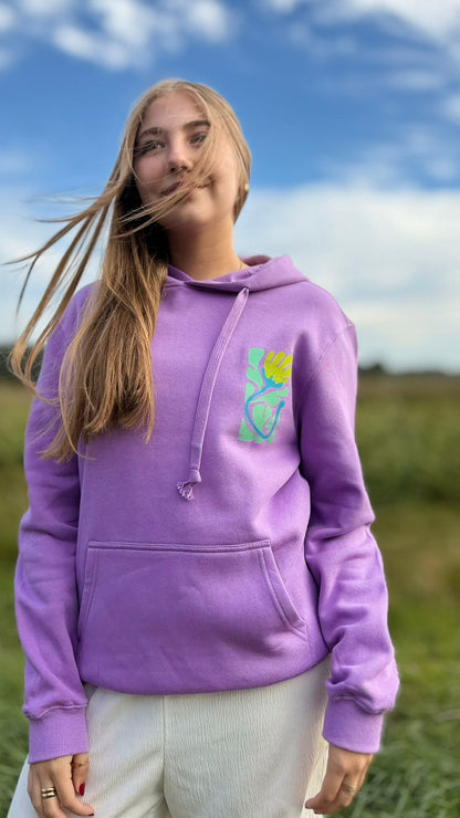 Polerón Hoodie Unisex Canguro lila alegre