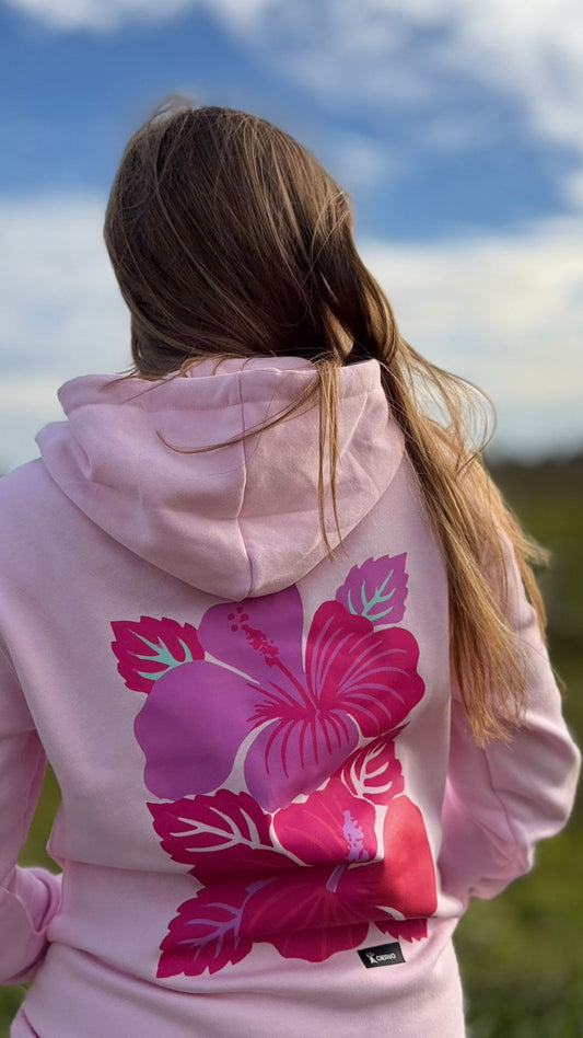 Polerón Hoodie Unisex Canguro Hibisco Rosa