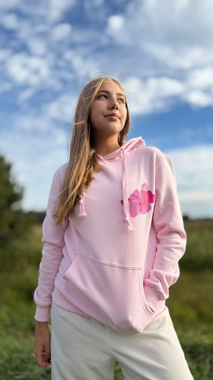 Polerón Hoodie Unisex Canguro Hibisco Rosa