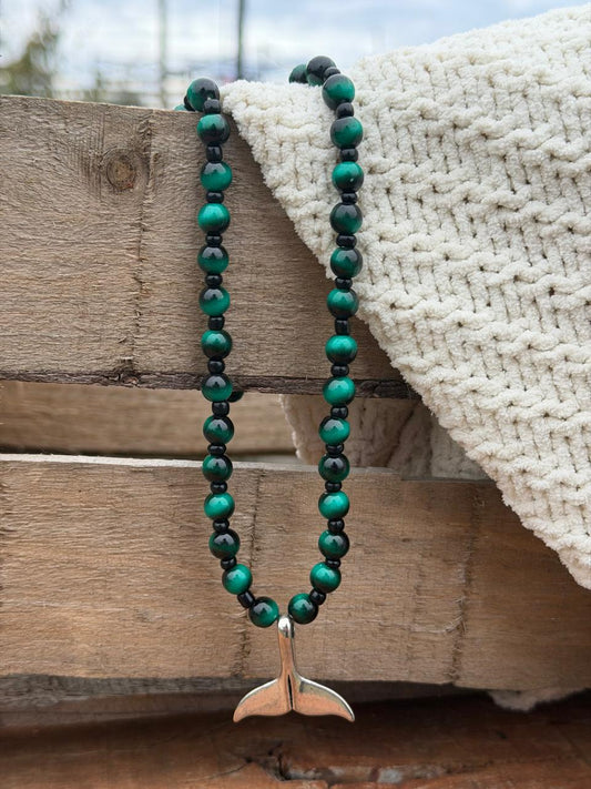 Collar Cola de Ballena Verde Marmoleado