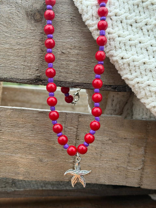 Collar  Estrella de Mar Corales rojos
