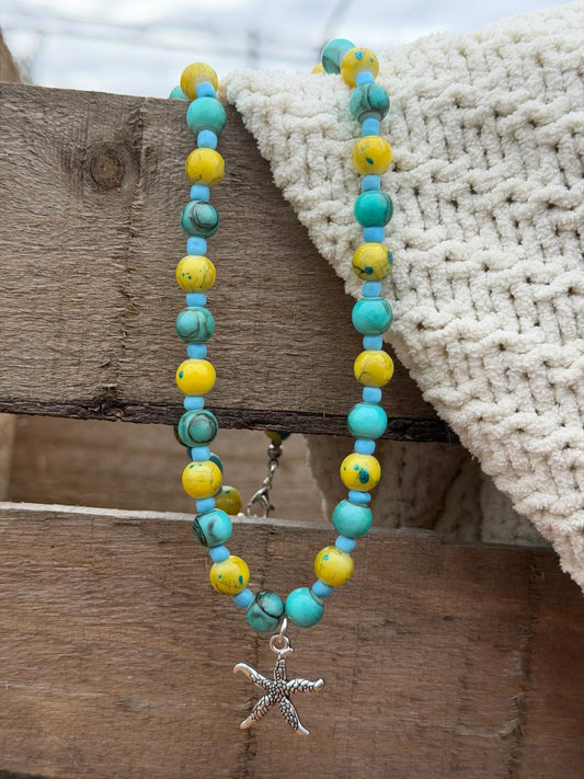 Collar  Estrella de Mar Marmoleado Celeste