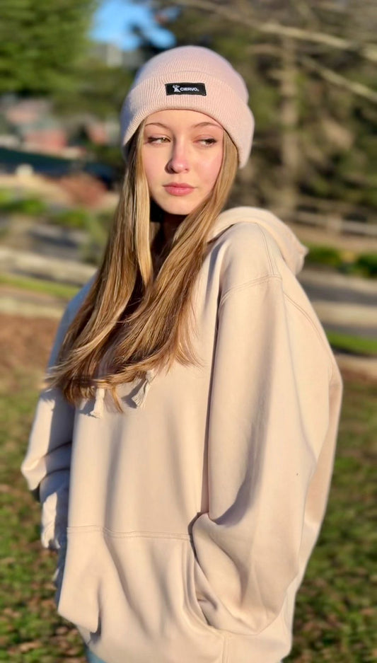 Polerón Hoodie One Color Unisex Beige