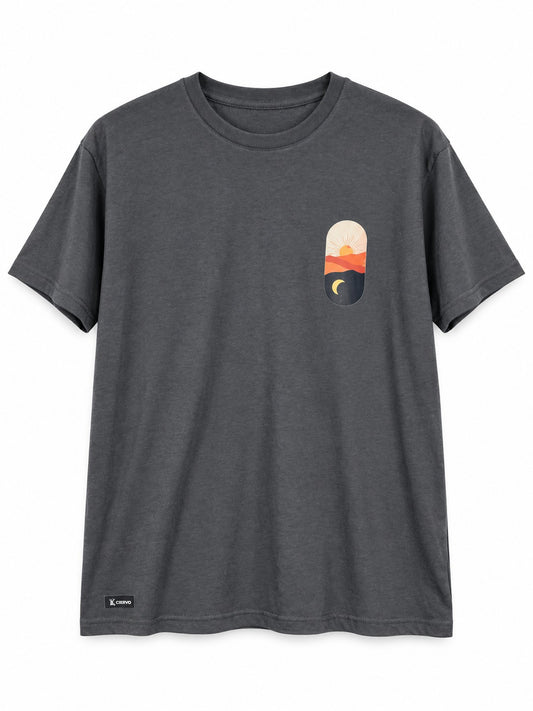 Polera Algodón Unisex atardecer Gris