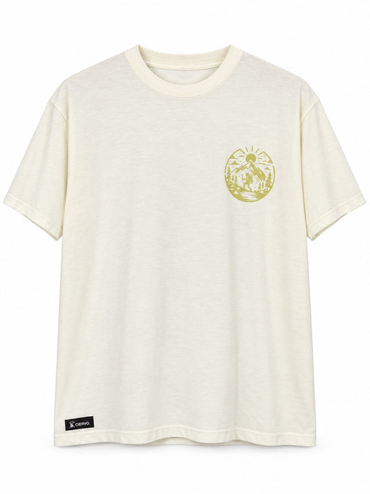 Polera Algodón Unisex Blanco Hueso Montañista